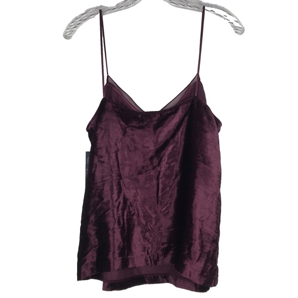 NWT True Religion Velvet Camisole Spaghetti Strap Tank Top V-Neck Merlot Medium - Picture 3 of 8